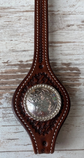 Rope Edge Western Engraved Concho glänzend 1 1/2